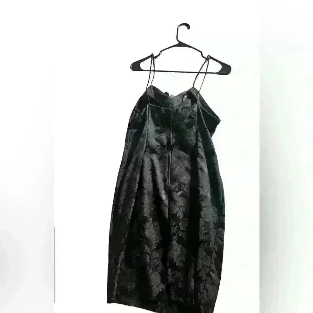 80s Black Lace, Bead, Brocade Dress and Jacket, Dollar Clothing Brand size 15 - Picture 3 of 8